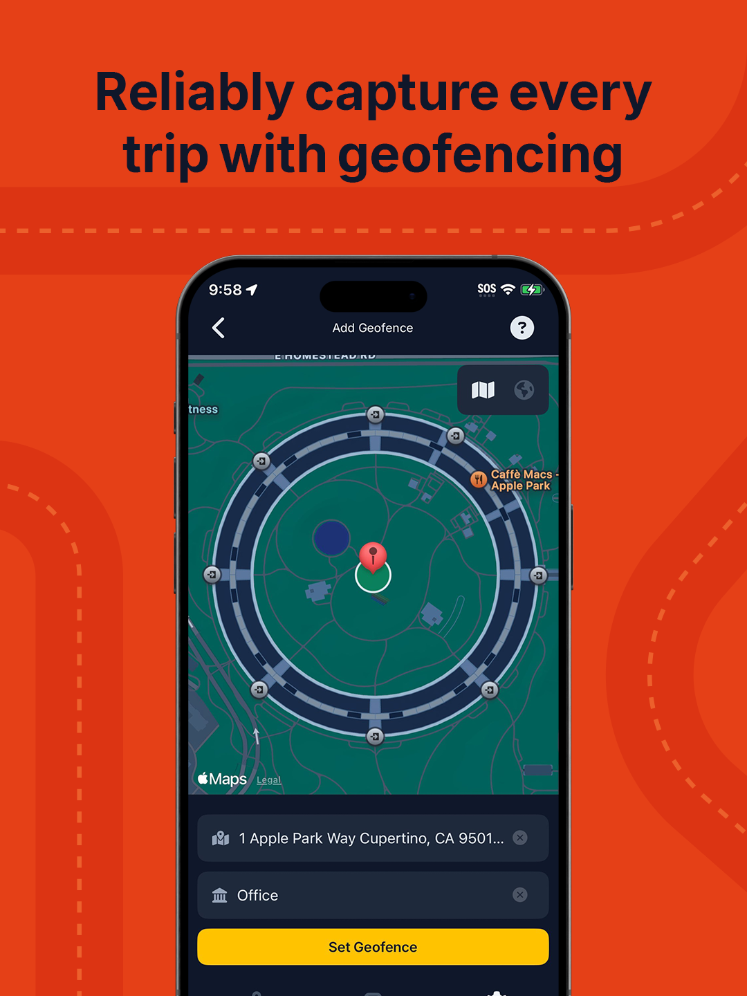 Geofence configuration on a map